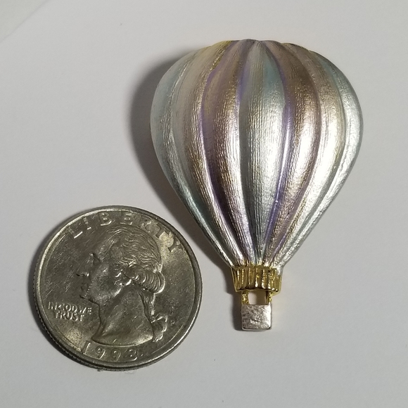 Relisted - Vintage hot air balloon brooch pastel pin flying jewelry - Picture 8 of 9
